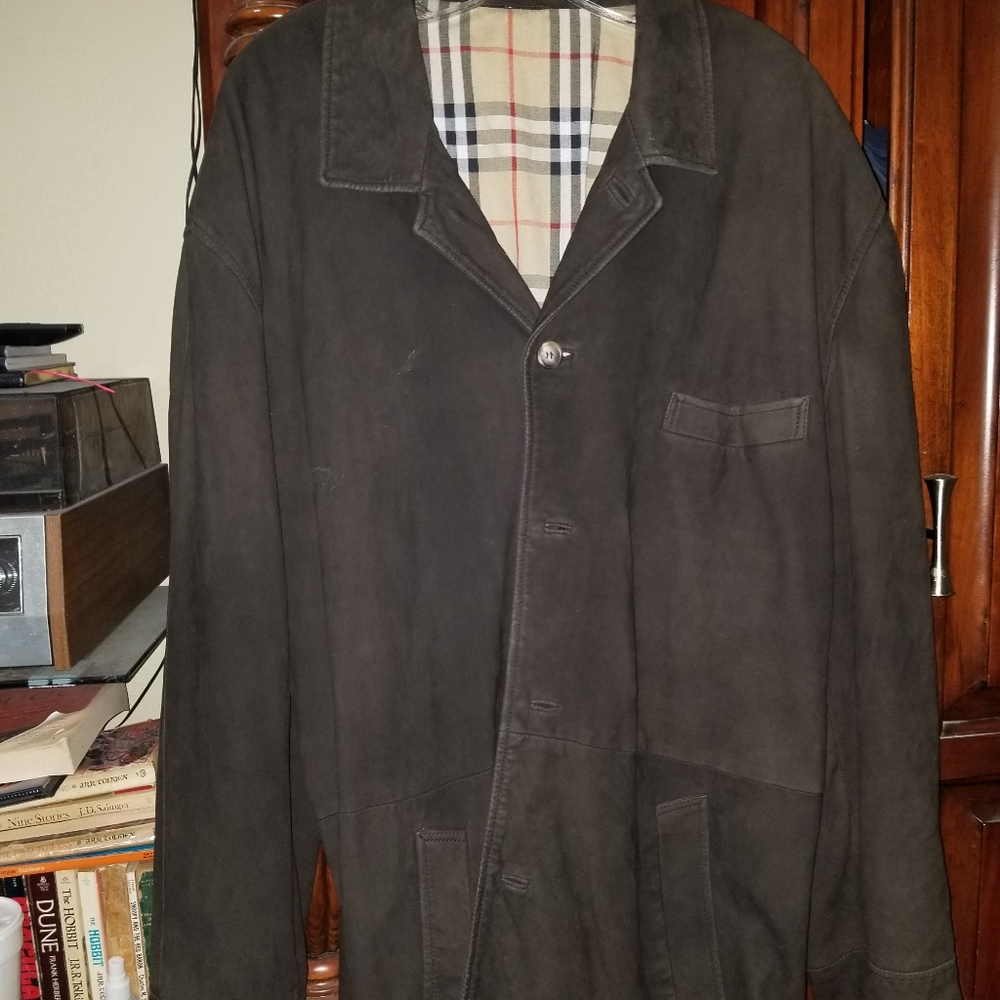 Men's Burberry brown suede leather jacket size XL - Picture 6 of 10